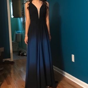 Prom dress size 0 Navy and brighter blue umbra